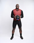 Cycling Out Loud unisex crimson cycling vest/gilet, front view, men's fit