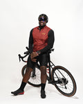Cycling Out Loud unisex crimson cycling vest/gilet, back view, men's fit