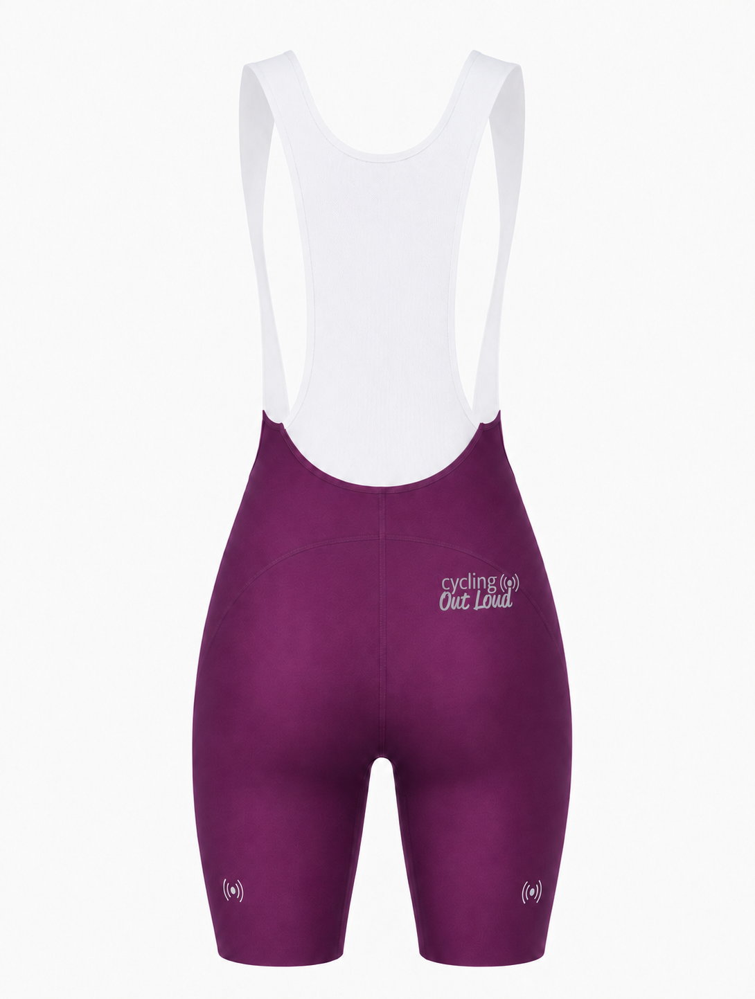Cycling Out Loud Women's Quick-Dry Bordeaux cycling bibs, back view