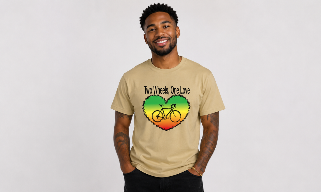 Two Wheels One Love T-Shirt - Wheat