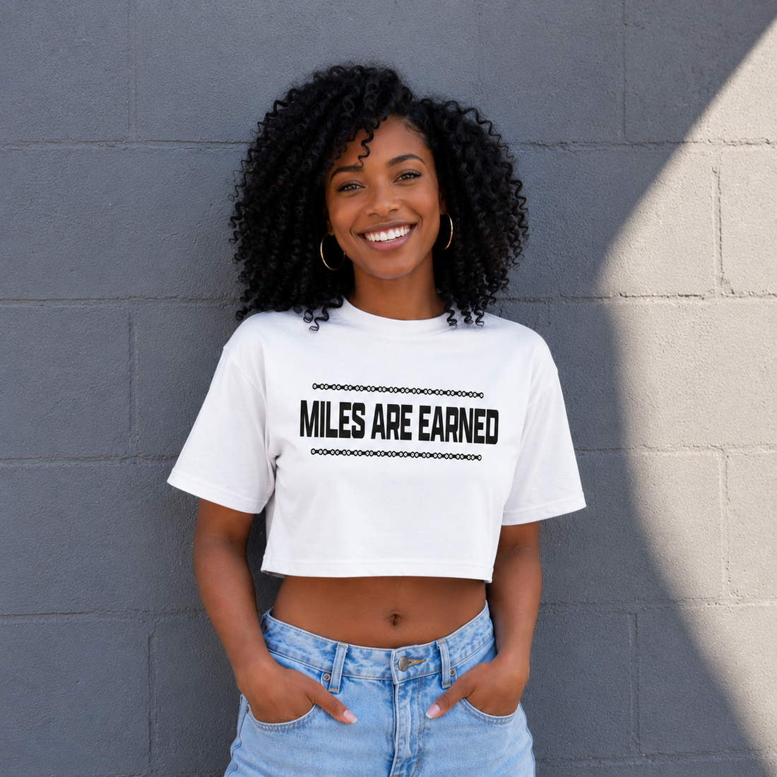 Crop Miles Are Earned T-Shirt - White