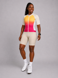 Cycling Out Loud Women's Ember Glow performance cycling jersey, front view