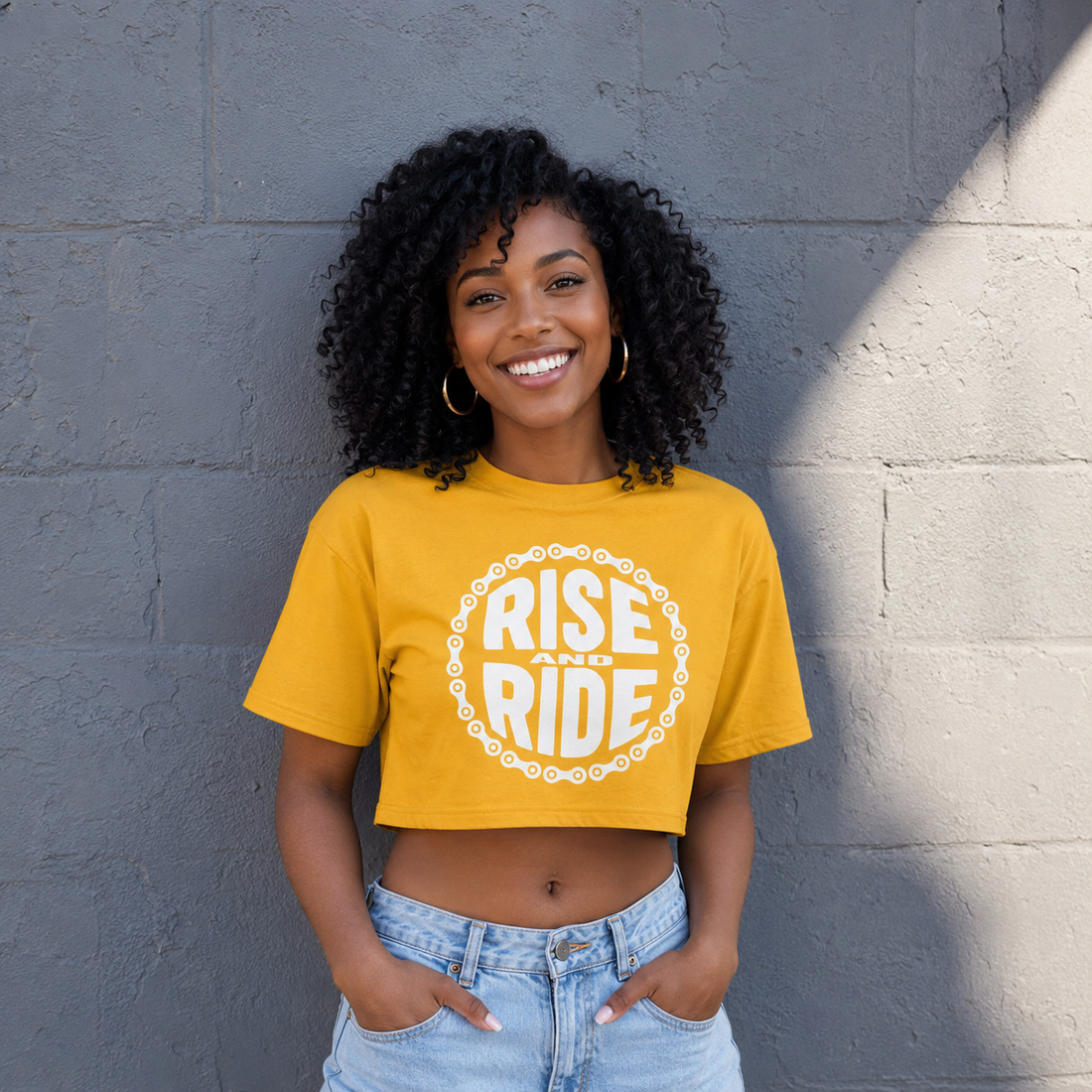 Crop Rise and Ride Premium T-Shirt Sunflower