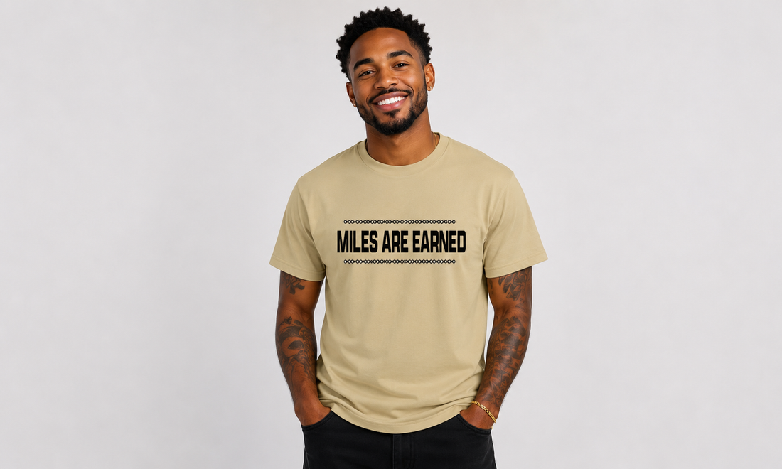 Miles Are Earned T-Shirt - Wheat