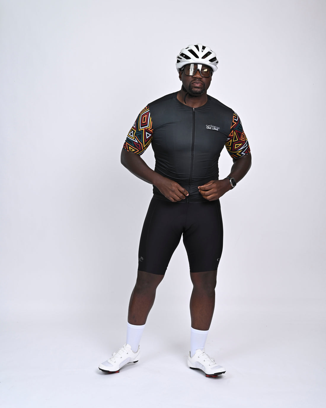 Men's Black African Geometric Cycling Jersey