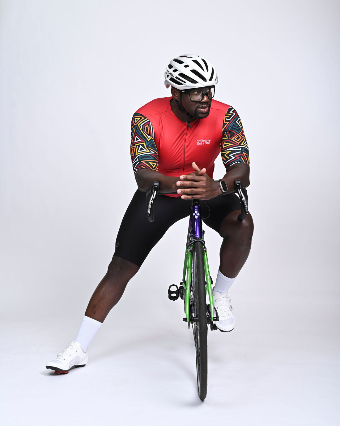 Men's Red African Geometric Cycling Jersey