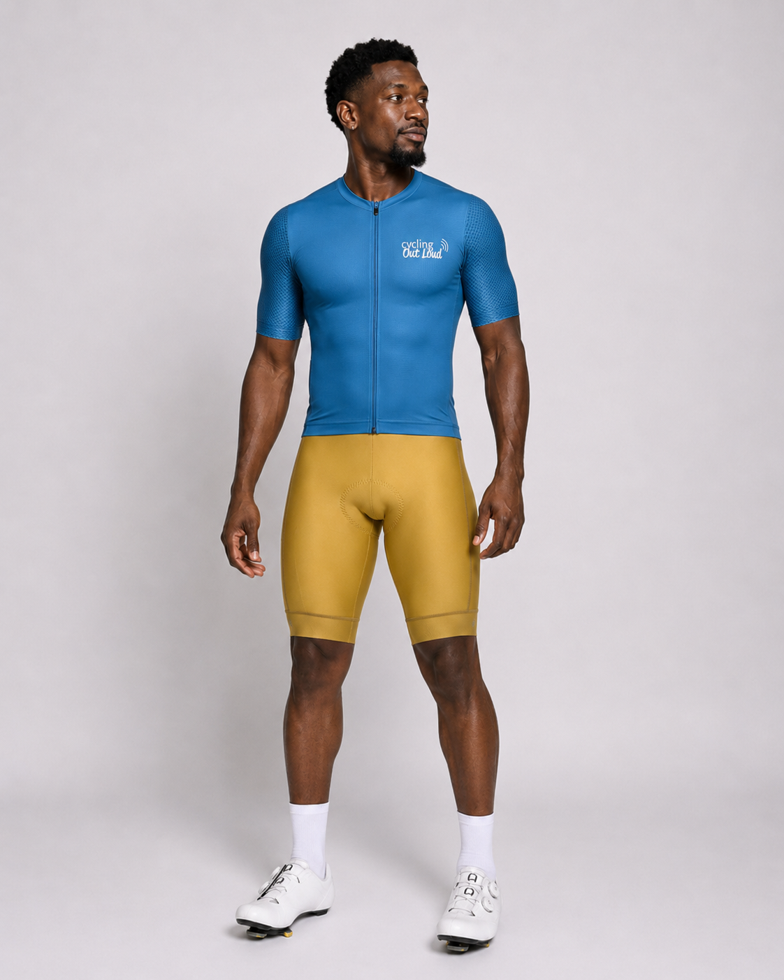 Cycling Out Loud Men's Majestic Blue cycling jersey, back view
